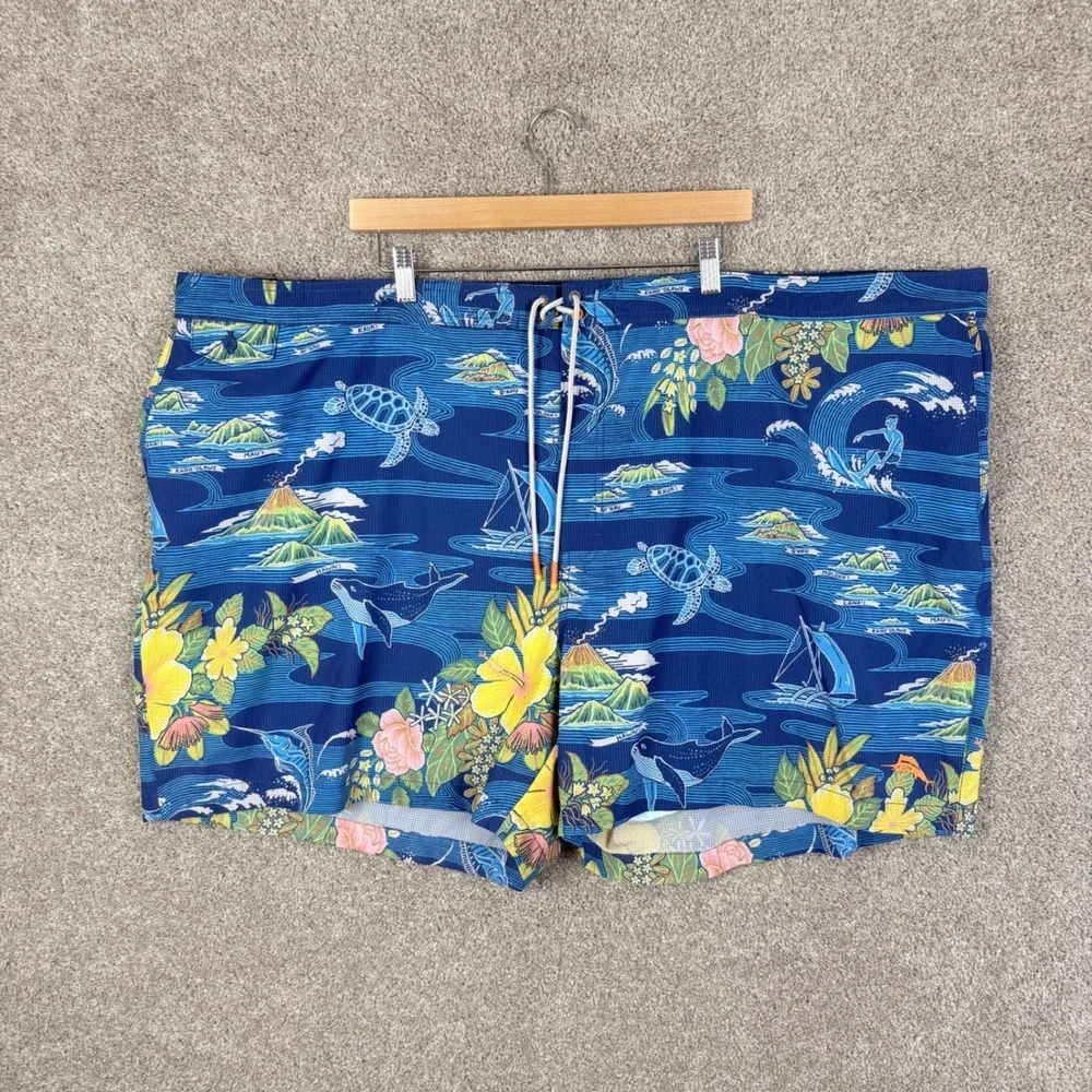 Tommy Bahama Rialto Aloha From Hawaii Mens 5XLB Swim Trunks Ocean BT924811 NEW